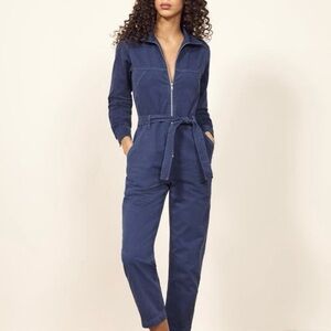 Reformation Ricky Boiler Jumpsuit Blue